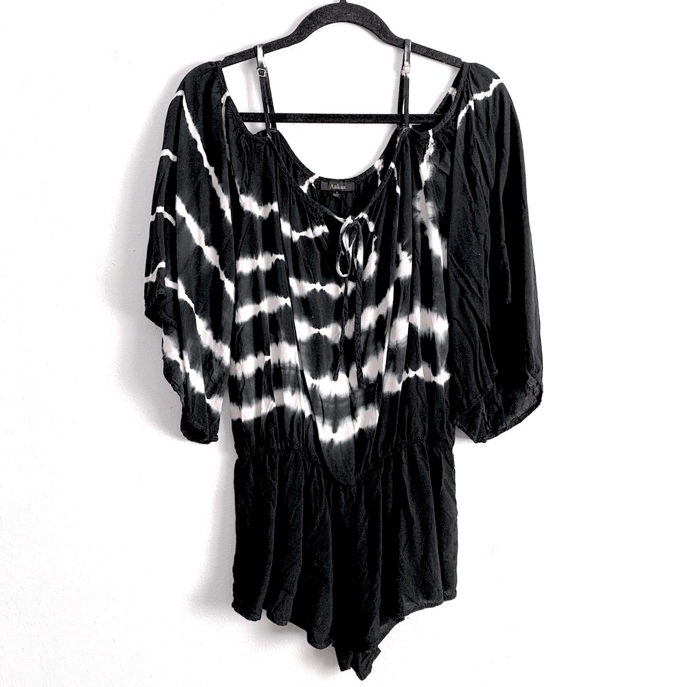 Aakaa Tie-Dye Cold Shoulder Romper